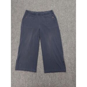 Pure Jill Pants Capri Cropped Womens Medium blue Linen Blend Pullo On Wide Leg